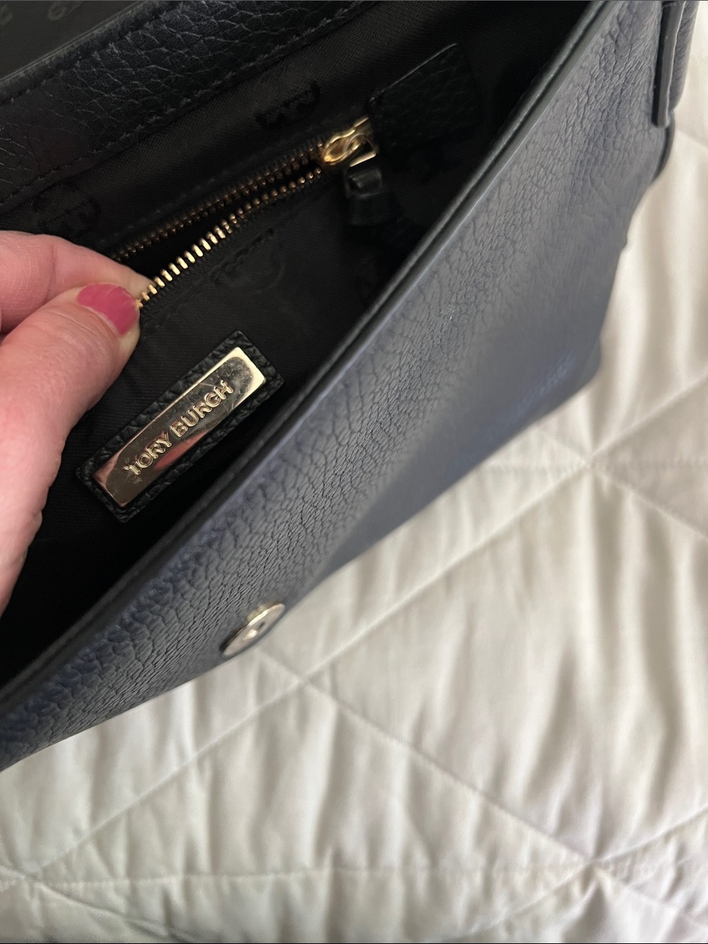 Tory Burch Thea Flap Crossbody Bag in Black with tassel - Picture 12 of 16